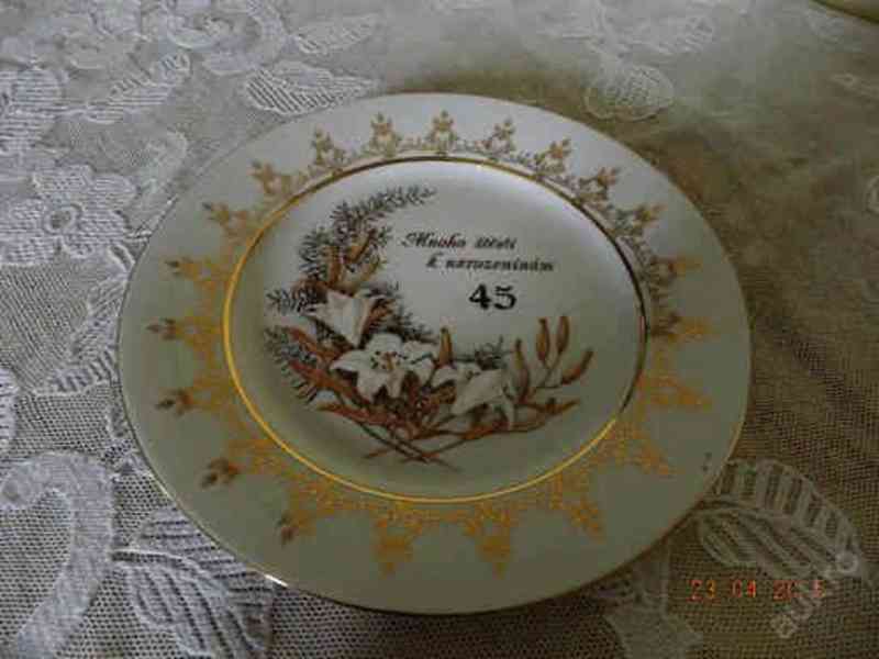 Krásný dekorační talíř Epiag Loket - 45 narozeniny
