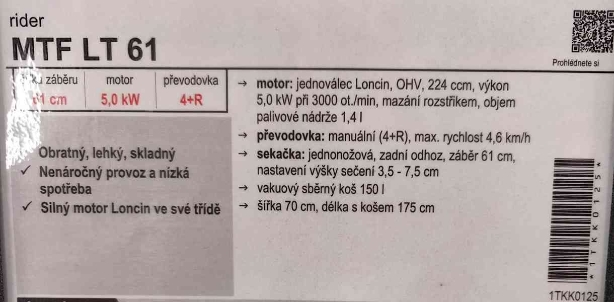 Motorová sekačka RIDER MTF LT 61 - foto 4