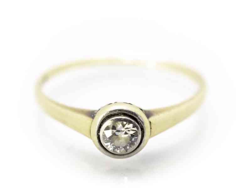 Zlatý prsten s diamantem 0,25 ct, vel. 55 - foto 1