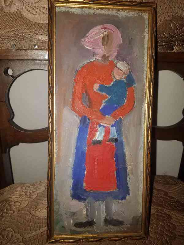 Pokluda Miroslav olej na kartonu Žena s dítětem - foto 1