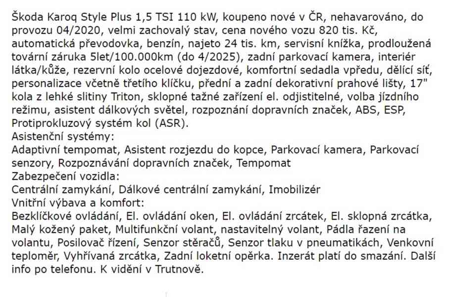 Škoda Karoq, Style+1,5TSI, DSG, naj. 24tis.km,	 - foto 11