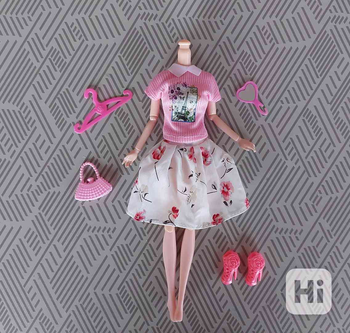 NOVÉ! Set pro Barbie, tričko + sukně + boty + kab + doplňky  - foto 1