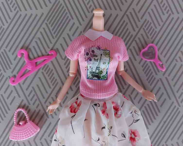 NOVÉ! Set pro Barbie, tričko + sukně + boty + kab + doplňky  - foto 2