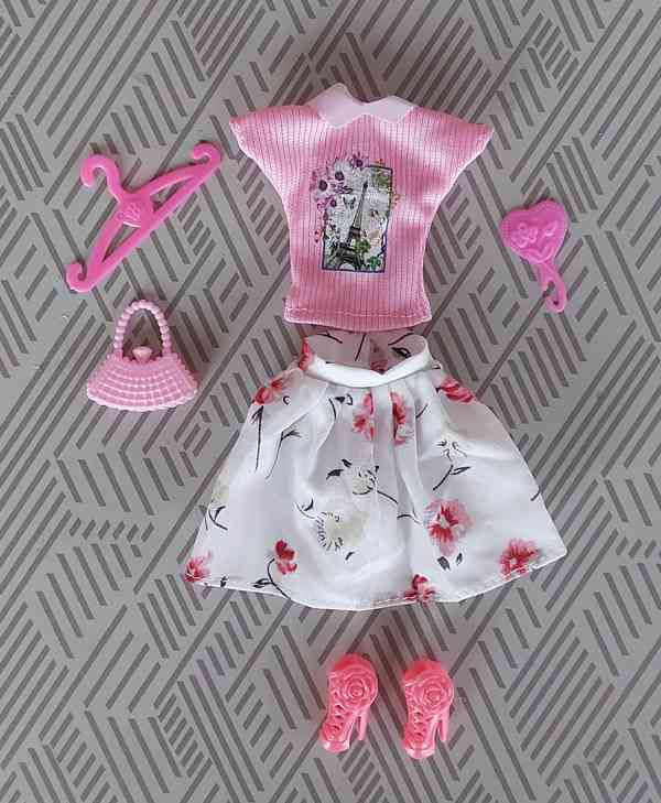 NOVÉ! Set pro Barbie, tričko + sukně + boty + kab + doplňky  - foto 9