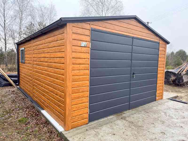 Plechova garáž 4,5x6m -  Dvoukřídlá vrata -  dveře - TS976 - foto 3