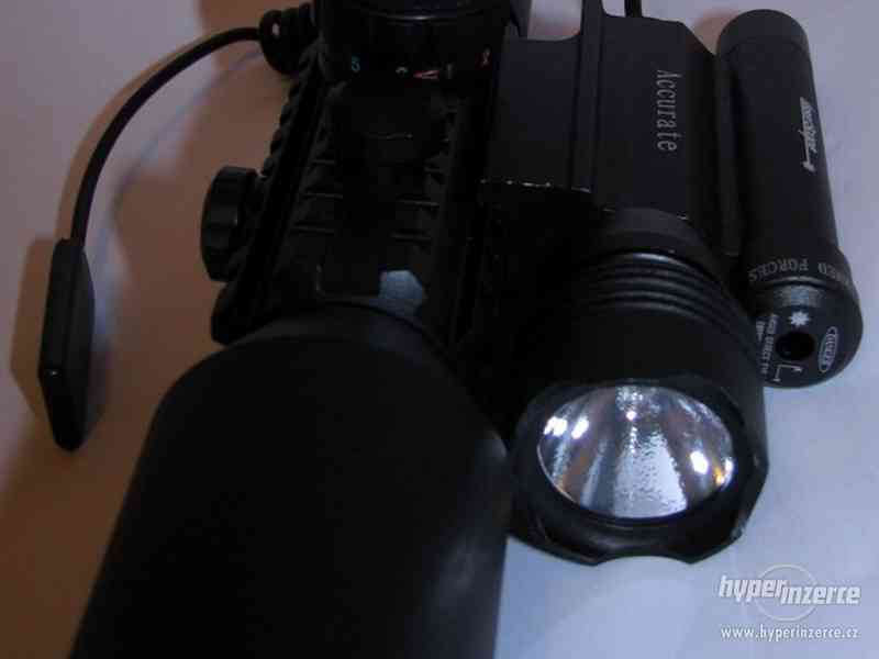 Puškohled krátký s laserem a baterkou 3-10x42 - foto 9