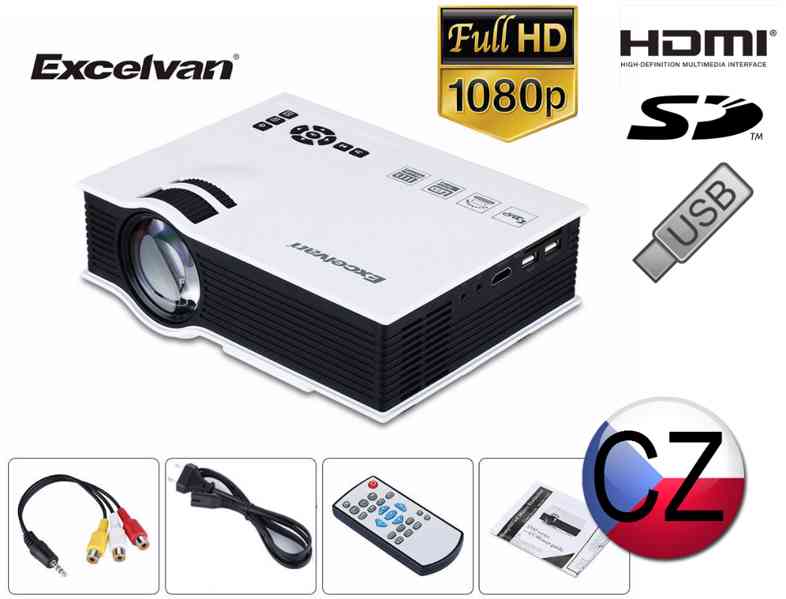TOP Mini Projektor EXCELVAN UC40 HDMI FullHD 1080p UNIC - foto 1
