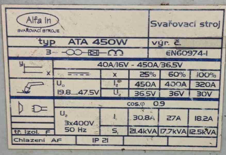 MIG/MAG svářečka Alfa in ATA 450W - foto 2