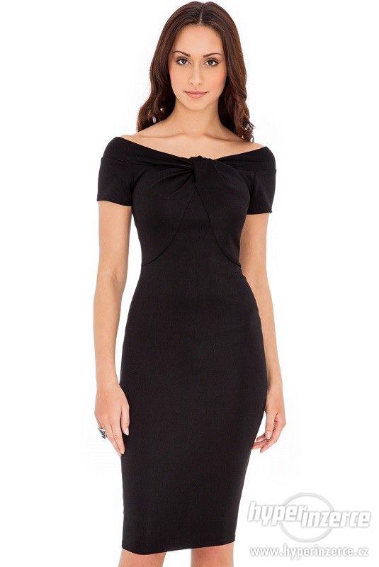 Nové elegantné čierne midi šaty s detailom na výstrihu - foto 2