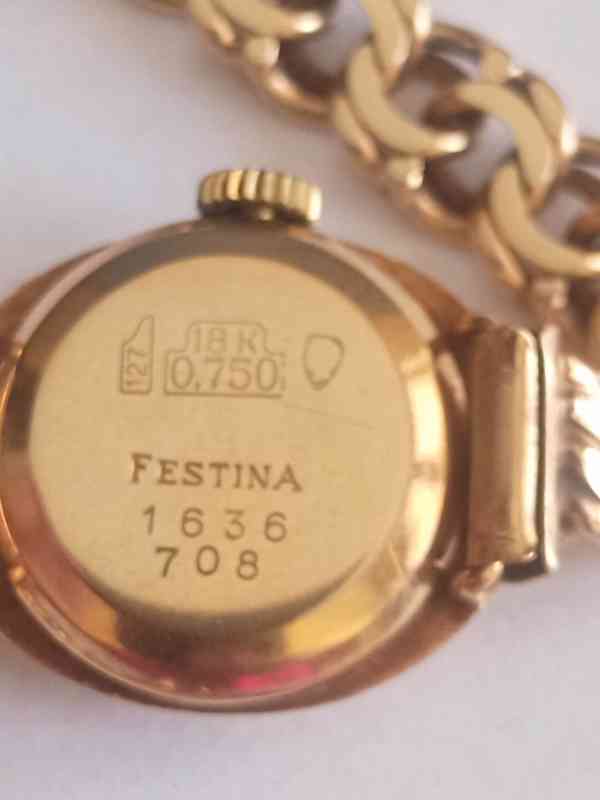 Festina švýcarské zlaté hodinky 18k / 750 masivní zlato! - foto 2