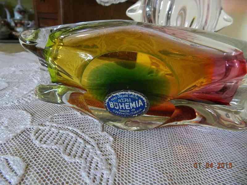 Hezká Autorská masivní růžová VÁZA hutní sklo - foto 5