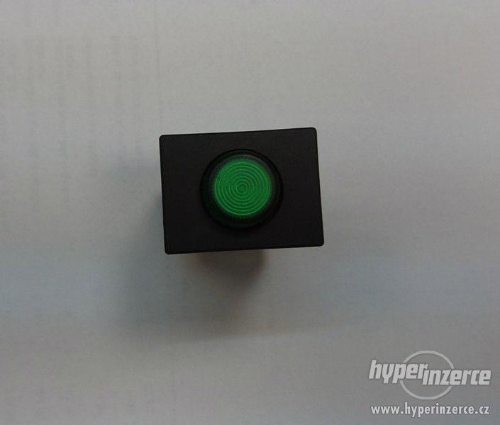 Spínač tlačít. 2p. 16A 250V fast. 6,3 33,0x25,0 mm, zelená - foto 2