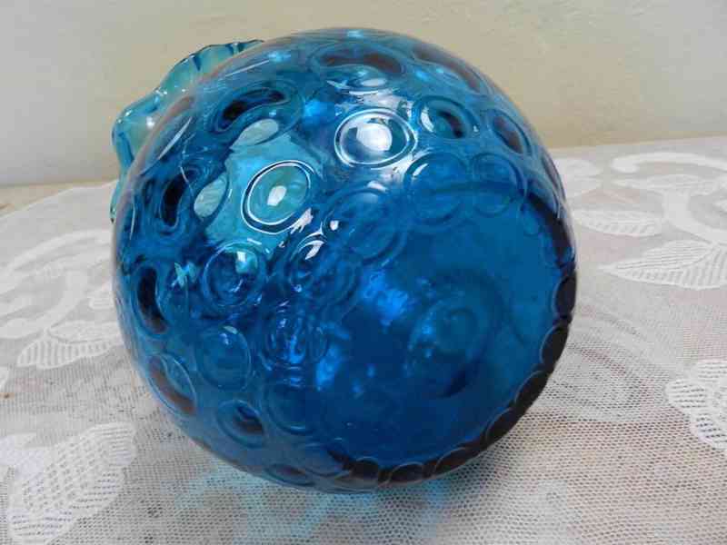 Krásný starý modrý Džbán s čočkami optický dekor  - foto 8