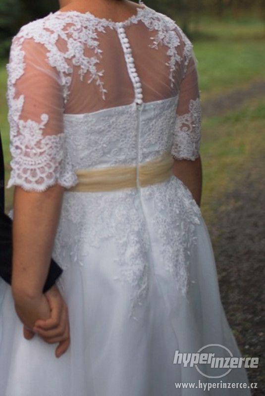 Bílé svatební šaty - krátké - foto 5