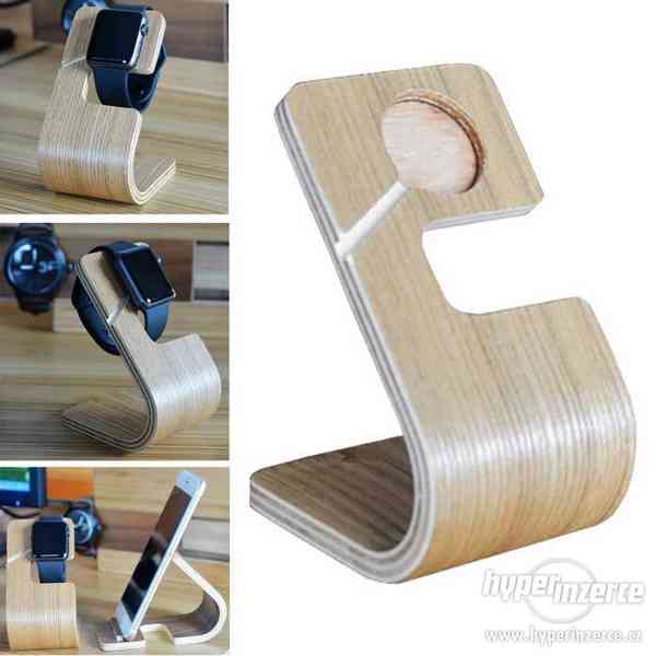 Dřevěný nabíjecí stojánek pro Apple Watch, iPhone a iPad - foto 2