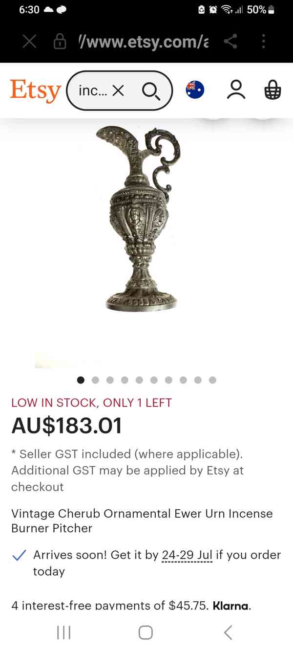 Kovový  džbán na kadidelnici - foto 4