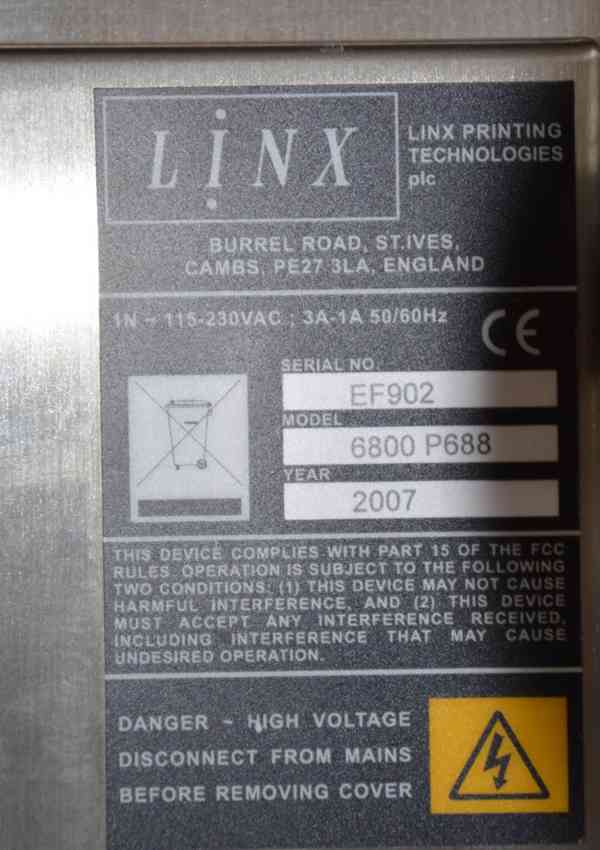 Inkoustová kódovací tiskárna Linx 6800 - foto 6