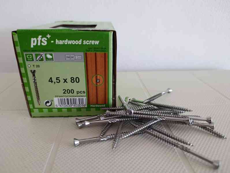 Terasové C2 nerezové vruty, rozměr 4,5x80 TORX, 200ks + BIT - foto 1