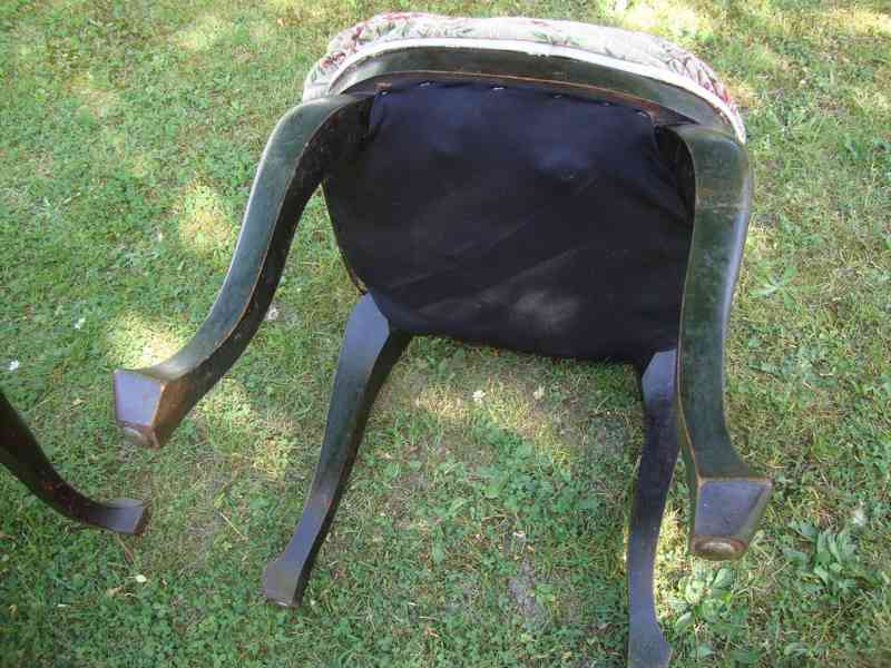 Starožitné křeslo + taburetka podnožka židle pěkný stav - foto 17