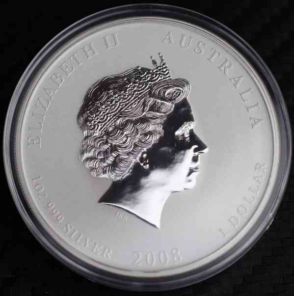 1 oz Rok Myši 2008 zlacený reliéf stříbrná mince - foto 6
