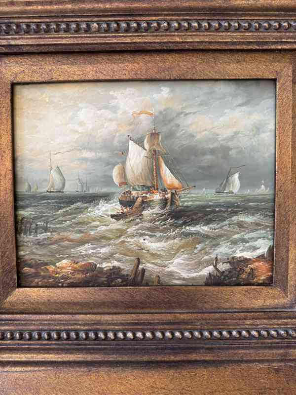 Plachetnice moře - obraz ve zlatém zdobeném rámu - foto 2