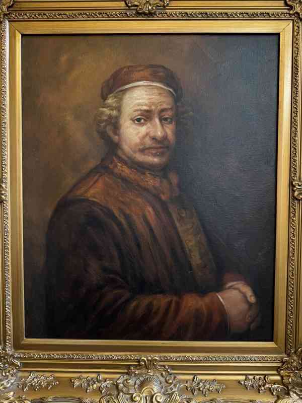 Rembrandt -obr ve zlatém zdobeném rámu  - foto 2