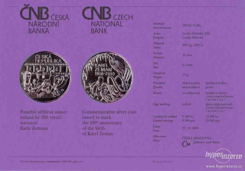 Stříbrná mince 100. výročí narození Karla Zemana PROOF - foto 3