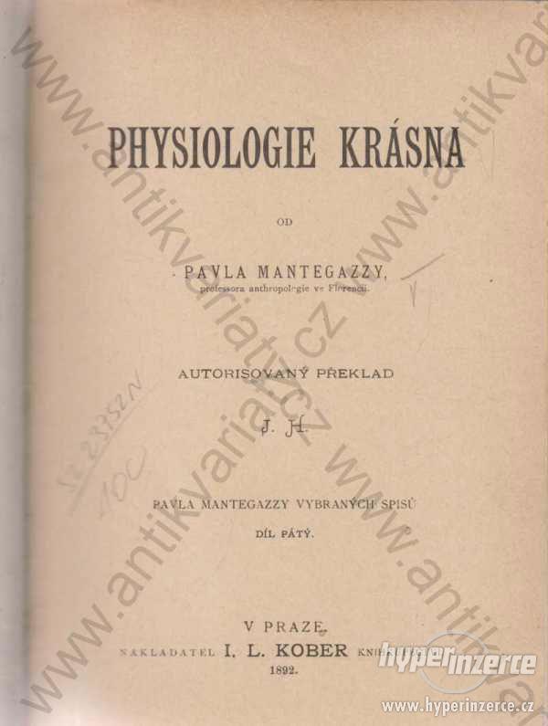 Physiologie krásna Pavel Mantegazza,1892 - foto 1