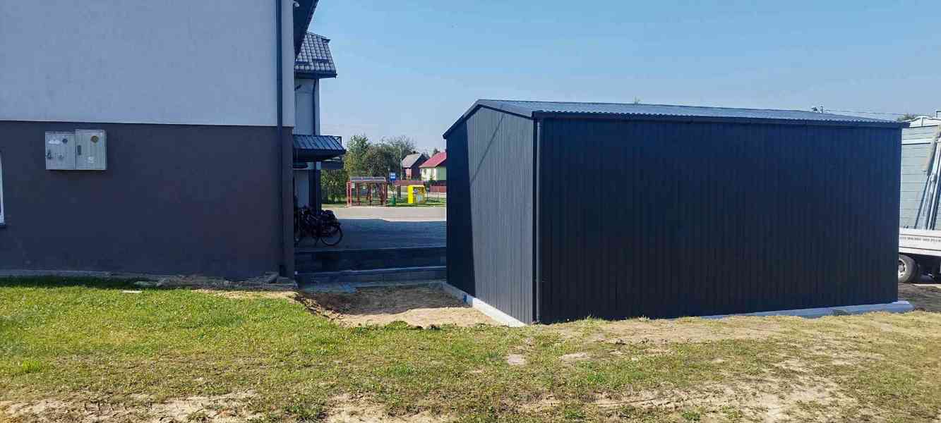 Plechova garáž - Hala 4x5m Dvoukřídlá vrata - antracit TS837 - foto 3