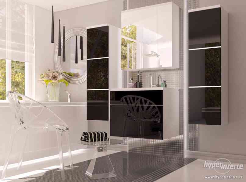 Koupelnový set bílá/černá vysoký lesk MDF - foto 3