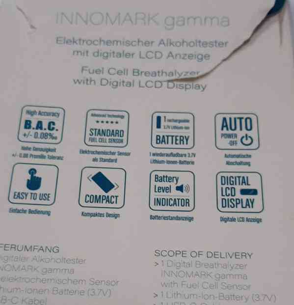 Alkohol tester ACE INNOMARK gama elektrochemický - foto 6