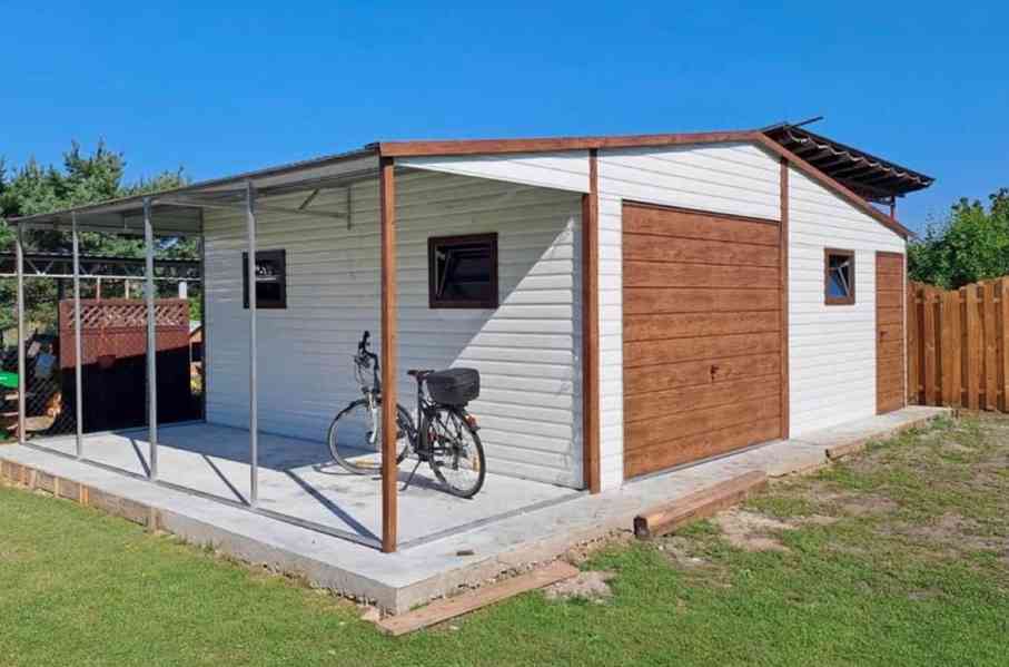 Plechová garáž 6m x 6m + přístřešek 2,5m x 6m - TS382 - foto 2