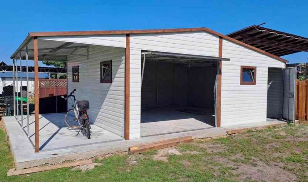 Plechová garáž 6m x 6m + přístřešek 2,5m x 6m - TS382 - foto 4