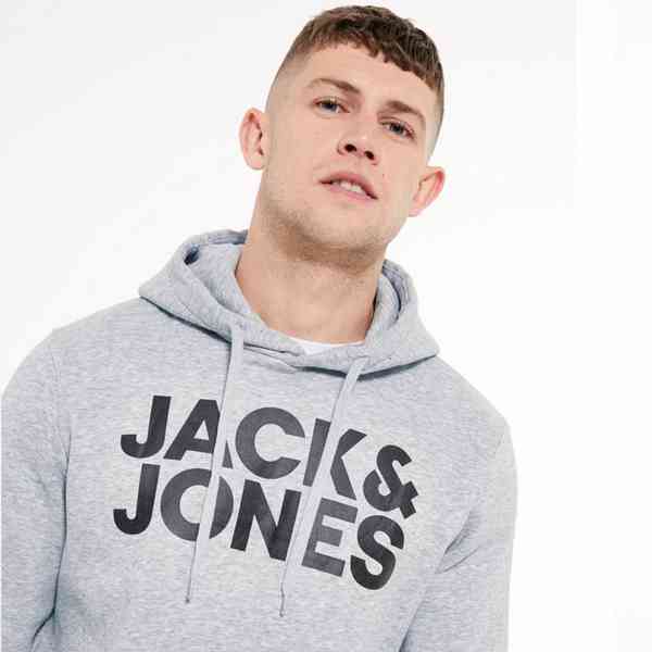 Jack&Jones - Šedá mikina s logem a kapucí Velikost: XS - foto 3