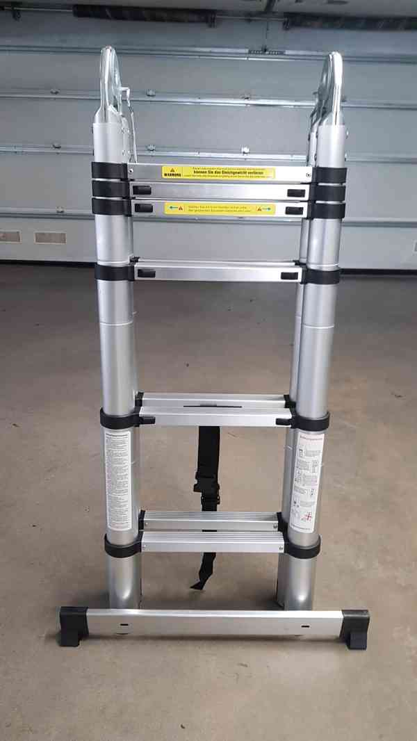 Teleskopický hliníkový žebřík/štafle - 2 x 8 příček / 5 m - foto 3