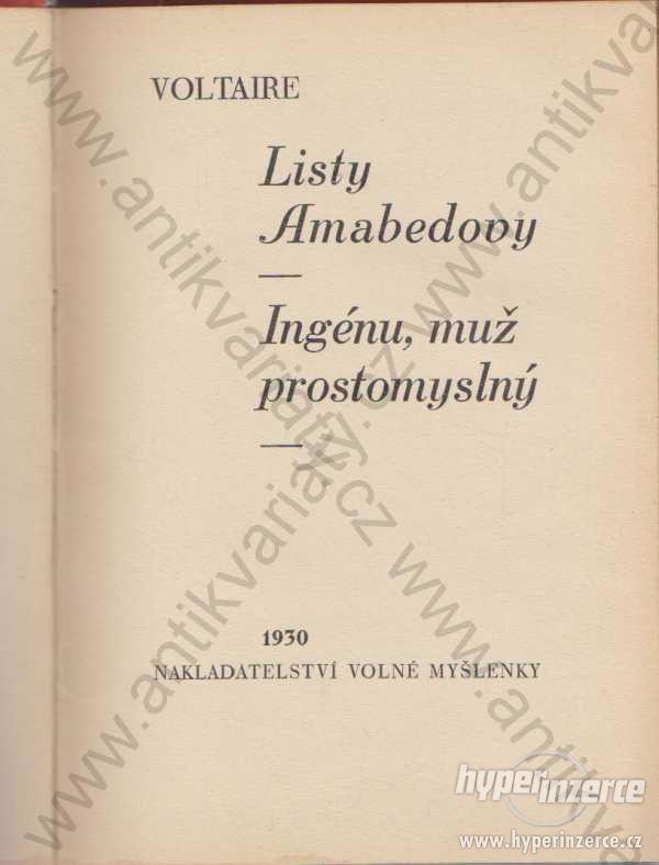 Listy Amabedovy ; Ingénu, muž prostomyslný 1930 - foto 1