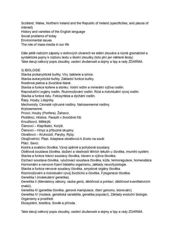 Materiály k maturitě - čeština, angličtina, biologie - foto 2
