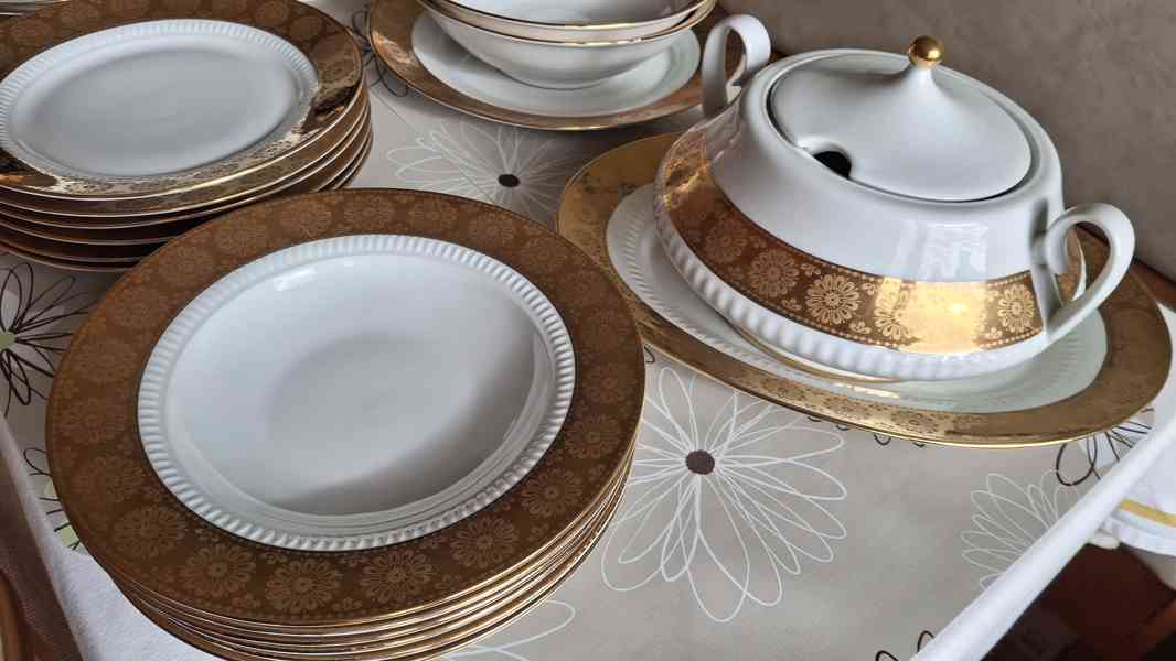 luxusní 25 dílná zlatá jídelní souprava porcelánu - foto 4