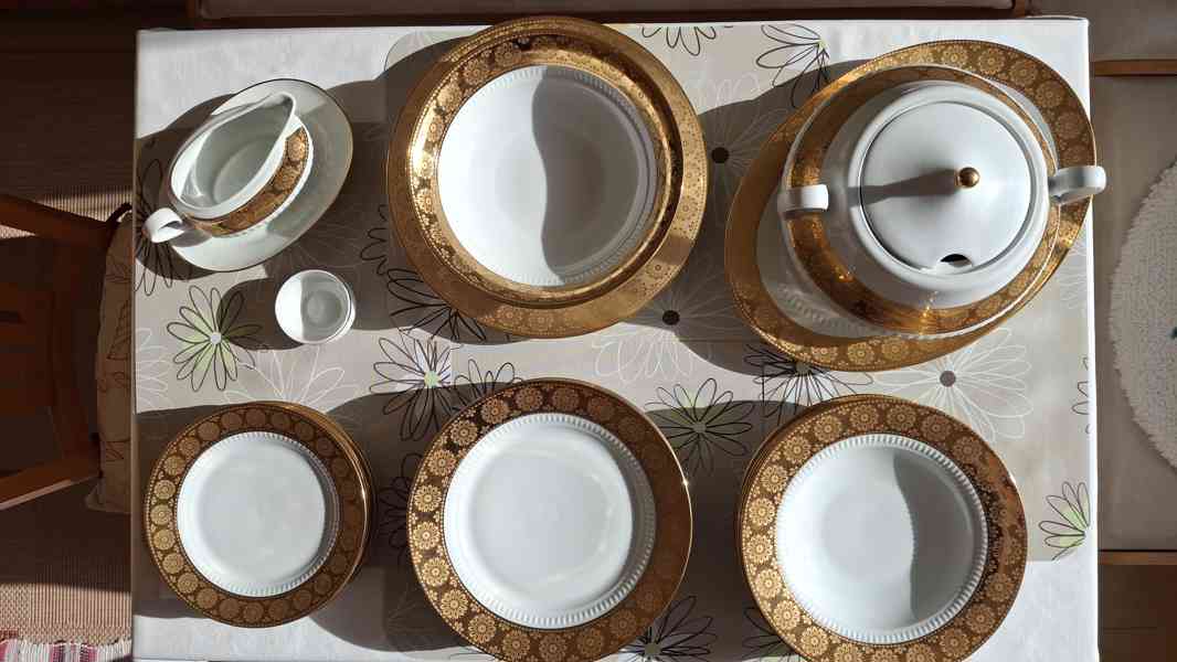luxusní 25 dílná zlatá jídelní souprava porcelánu - foto 1