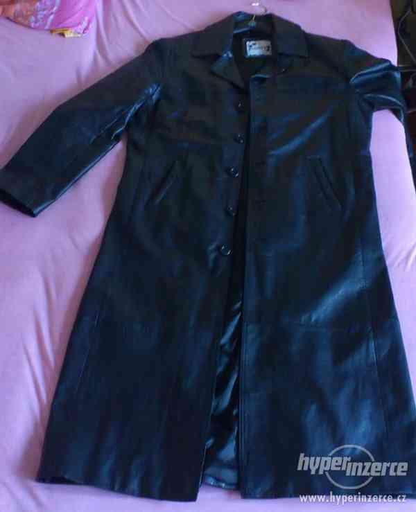 Kožený kabát - černý - značkový - foto 2