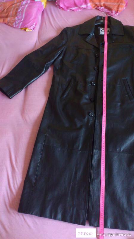 Kožený kabát - černý - značkový - foto 3