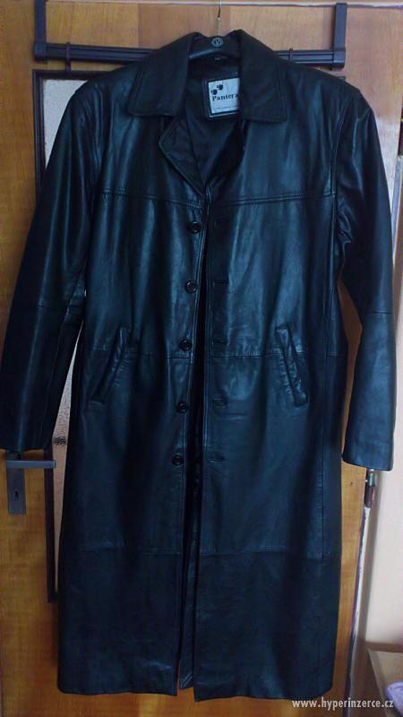 Kožený kabát - černý - značkový - foto 5