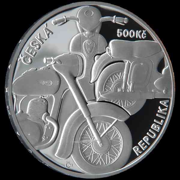 Pamětní stříbrná mince se smaltováním „Motocykl Jawa 250“ - foto 3