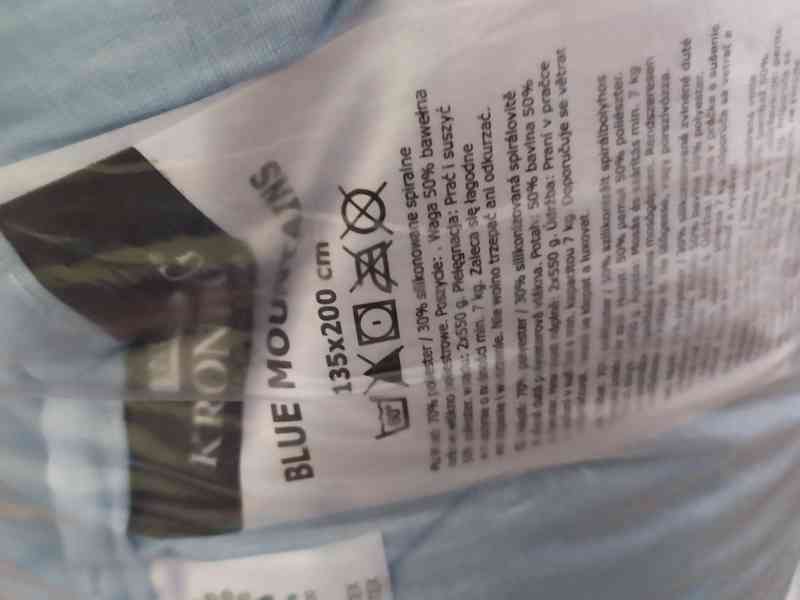 Prošívaná nová modrá přikrývka 135.cm x 200.cm - foto 2