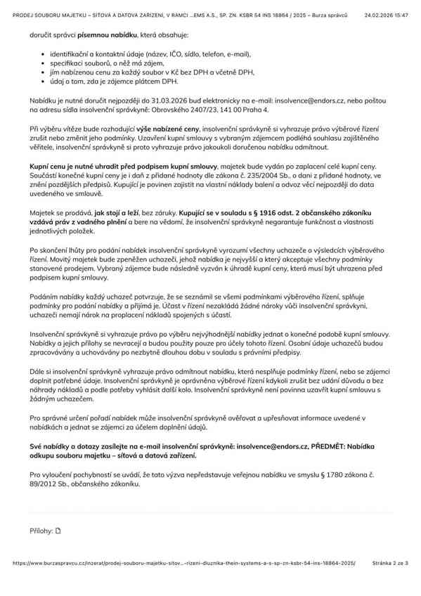 PRODEJ SOUBORU MAJETKU – SÍŤOVÁ A DATOVÁ ZAŘÍZENÍ - foto 3