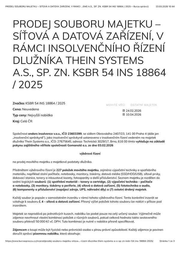 PRODEJ SOUBORU MAJETKU – SÍŤOVÁ A DATOVÁ ZAŘÍZENÍ - foto 2