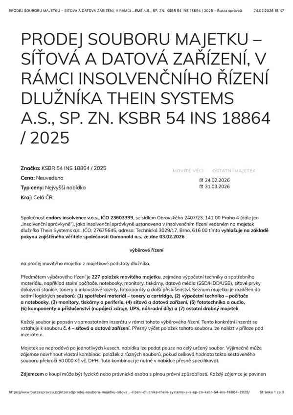 PRODEJ SOUBORU MAJETKU – SÍŤOVÁ A DATOVÁ ZAŘÍZENÍ - foto 2