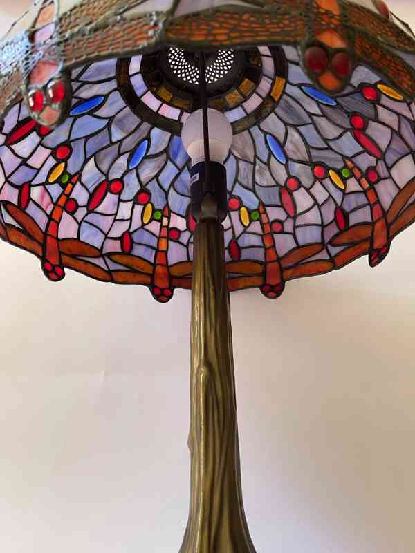 Vážky-luxusní velká stolní lampa Tiffany secesní styl - foto 3