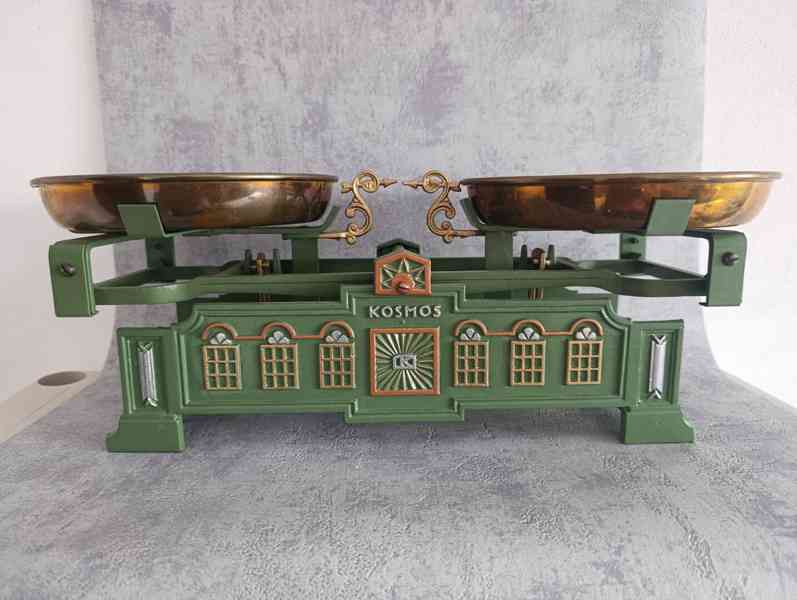 Krásné starožitné váhy KOSMOS po renovaci, pův.mísky - foto 10