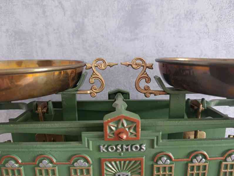 Krásné starožitné váhy KOSMOS po renovaci, pův.mísky - foto 4